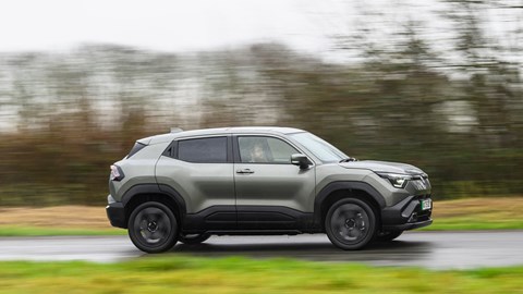 Suzuki eVitara review, driving, side view