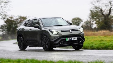 Suzuki eVitara review, driving front three quarters