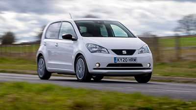 Seat Mii Electric review - white, front view, driving