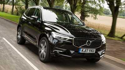 Volvo XC60 hybrid review - T8 Twin Engine plug-in driven, front view, black, driving, 2020